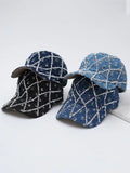 Funkelnde Strass-Destroyed Torn Denim-Cap im Fashion-Stil