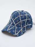 Funkelnde Strass-Destroyed Torn Denim-Cap im Fashion-Stil