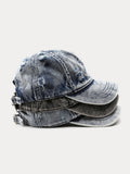 Sommer Destroyed Ripped Denim-Baseball-Cap im Vintage-Stil