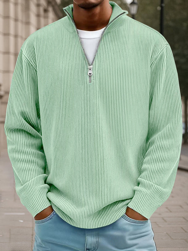 Lässiges Stehkragen-Cord-Sweatshirt