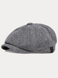 Vintage Fischgrat-Tweed Newsboy-Cap