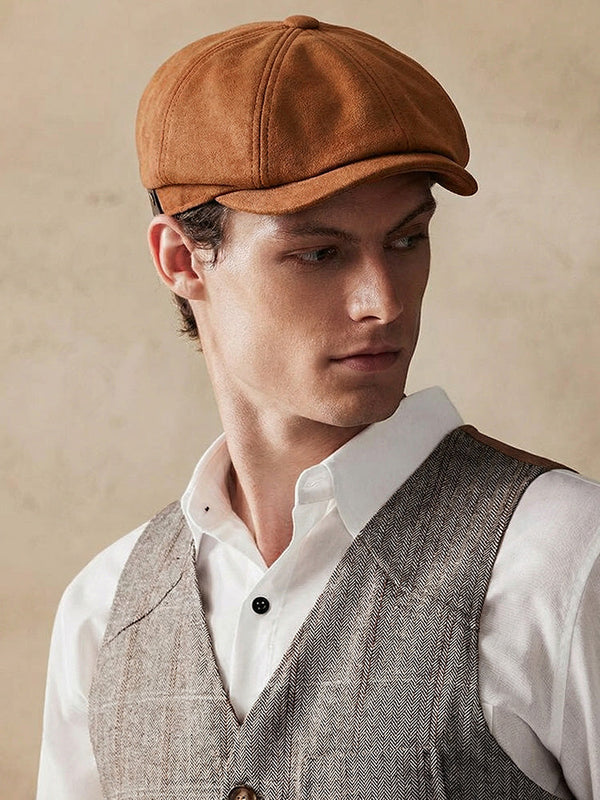 Stilvolle Wildleder Newsboy-Cap