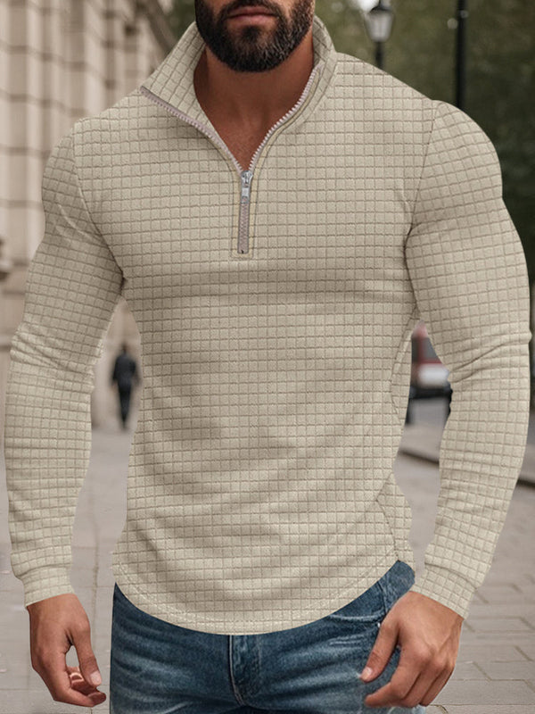 Lässiges Kariertes Stehkragen-Sweatshirt