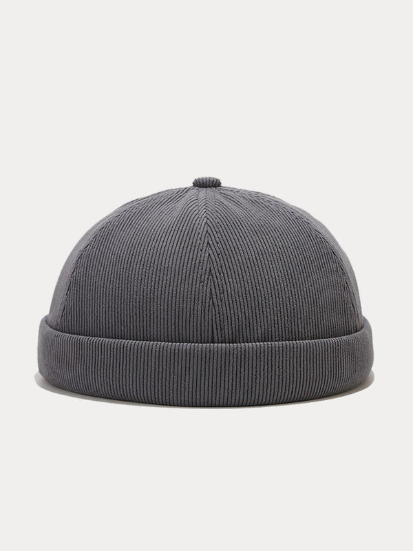 Klassische Lässige Cord Krempenlose Beanie-Mütze