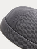 Klassische Lässige Cord Krempenlose Beanie-Mütze