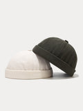 Klassische Lässige Cord Krempenlose Beanie-Mütze