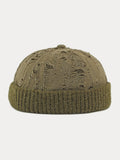 Stilvolle Strick Destroyed Beanie-Mütze