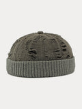 Stilvolle Strick Destroyed Beanie-Mütze