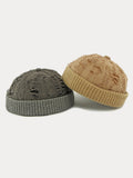 Stilvolle Strick Destroyed Beanie-Mütze