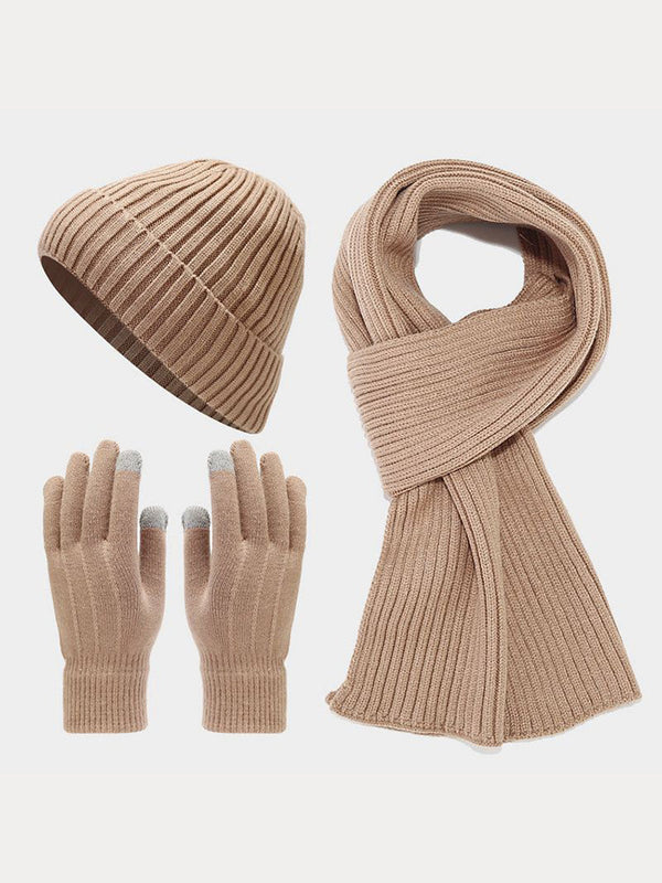 Farblich Abgestimmtes Handschuhe Mütze Schal 3-in-1-Set