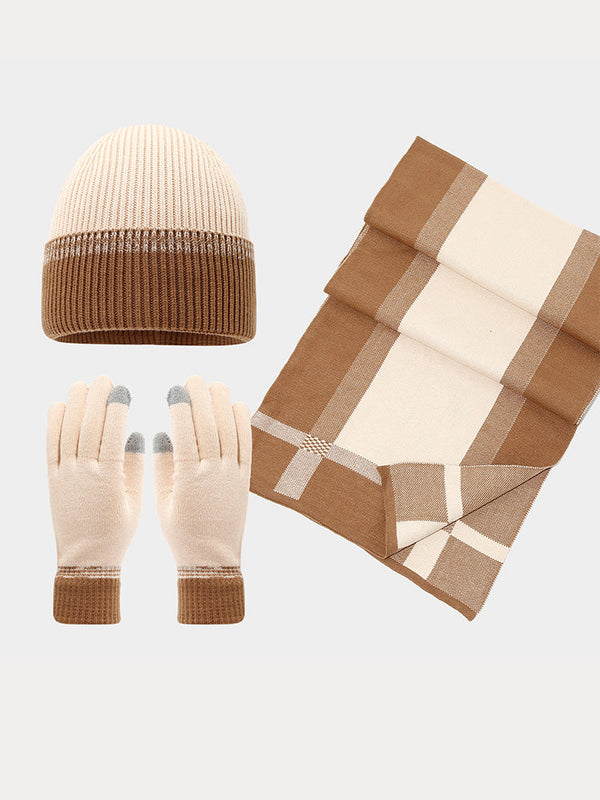 3-in-1 Winter Mütze Schal Handschuhe Set