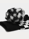 Gemütliches Kariertes Mütze Schal Handschuhe 3-in-1-Set