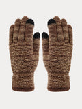Zweifarbiges Strick Handschuhe Mütze Schal 3-in-1-Set
