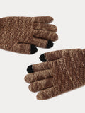Zweifarbiges Strick Handschuhe Mütze Schal 3-in-1-Set