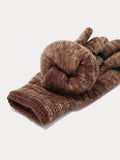 Zweifarbiges Strick Handschuhe Mütze Schal 3-in-1-Set