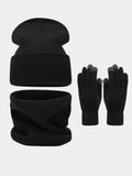 Ultraweich Strick Mütze Handschuhe Halswärmer 3-in-1-Set