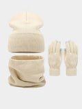 Ultraweich Strick Mütze Handschuhe Halswärmer 3-in-1-Set
