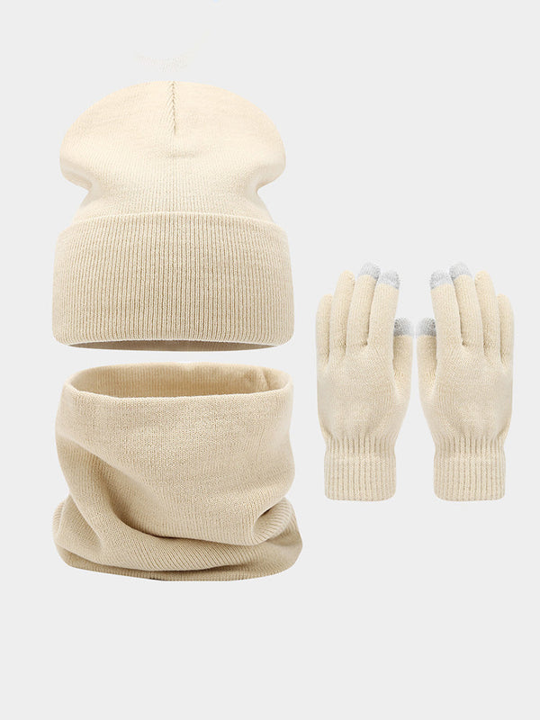 Ultraweich Strick Mütze Handschuhe Halswärmer 3-in-1-Set