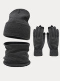 Ultraweich Strick Mütze Handschuhe Halswärmer 3-in-1-Set