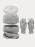 Ultraweich Strick Mütze Handschuhe Halswärmer 3-in-1-Set