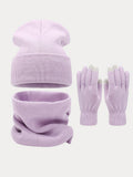 Ultraweich Strick Mütze Handschuhe Halswärmer 3-in-1-Set