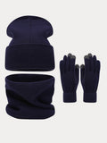 Ultraweich Strick Mütze Handschuhe Halswärmer 3-in-1-Set