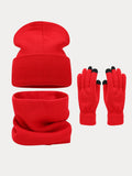 Ultraweich Strick Mütze Handschuhe Halswärmer 3-in-1-Set