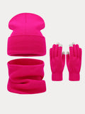 Ultraweich Strick Mütze Handschuhe Halswärmer 3-in-1-Set
