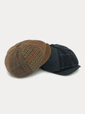 Retro Fischgrat-Patchwork Schiebermütze