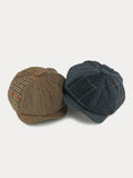 Retro Fischgrat-Patchwork Schiebermütze