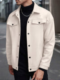 Lässige stilvolle Reversjacke mit Knopfverschluss-Beige