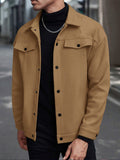 Lässige stilvolle Reversjacke mit Knopfverschluss-Khaki
