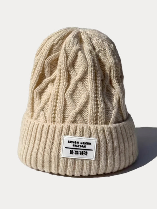 Stilvolle Warme Label-Fleece-Strickmütze