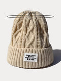 Stilvolle Warme Label-Fleece-Strickmütze