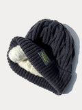 Stilvolle Warme Label-Fleece-Strickmütze