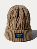 Stilvolle Warme Label-Fleece-Strickmütze