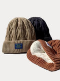 Stilvolle Warme Label-Fleece-Strickmütze