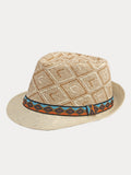 Western Cowboy Stroh-Sonnenschutz-Fedora-Hut