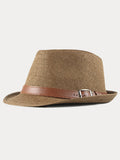 Stilvoller Fedora-Hut mit Schnallenriemen aus Kunstleder