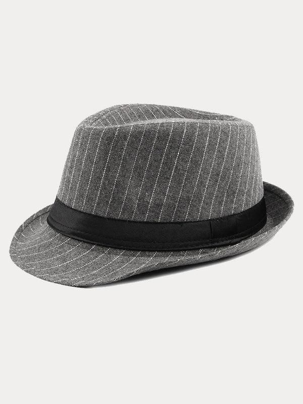 Klassischer Gestreifter Breitkrempiger Fedora-Hut