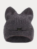 Modische Flauschige Strick-Beaniehat mit Katzenohren