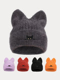 Modische Flauschige Strick-Beaniehat mit Katzenohren