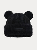 Flauschige Strick-Beaniehat mit Bärenohren