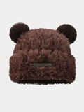 Flauschige Strick-Beaniehat mit Bärenohren