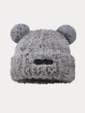 Flauschige Strick-Beaniehat mit Bärenohren