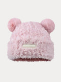 Flauschige Strick-Beaniehat mit Bärenohren