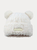 Flauschige Strick-Beaniehat mit Bärenohren