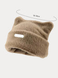 Weiche Warme Strickmütze mit Katzenihr-Form