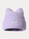 Modische Plüsch-Beaniehat mit Miau-Label