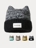 Trendige Weiche Plüsch-Beaniehat mit Miau-Design